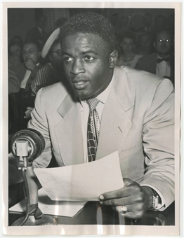 1949 Jackie Robinson Original Photograph of Robinson Testifying on Negro Loyalty